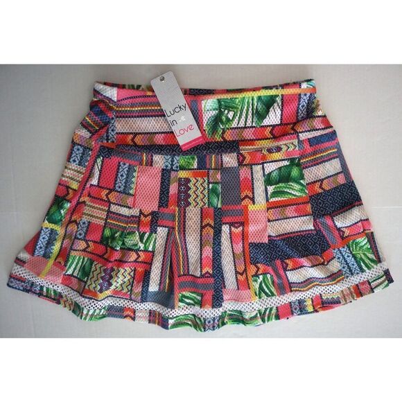 Lucky in Love GB180-U07401 Women's Sz S Under Palms Pleated Skirt Skort - Picture 1 of 6